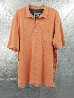 Tommy Bahama Relax Polo Shirt Men's XL Coral Orange Heather Short Sleeves Preppy